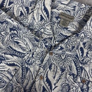VTG Scandia Woods Blue White Palm Hawaiian Tropical  Mens 2XL Shirt Vacation